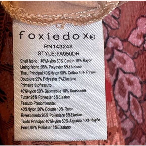 Foxiedox Sadie Dress Lace Midi Short Sleeve Floral 2 Pink Burgundy - Picture 11 of 12